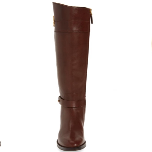 Tory Burch Everly Riding Calf Leather Boots Brown - Picture 4 of 12